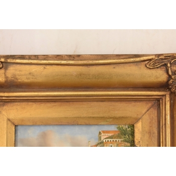 Włoskie Miasteczko Przy Wodzie - Wenecja Włochy - Obraz Olejny - Złota Rama