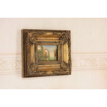 Wenecja Włoski Pejzaż - Gondola w Wenecji Italy - Obraz Olejny - Złota Rama