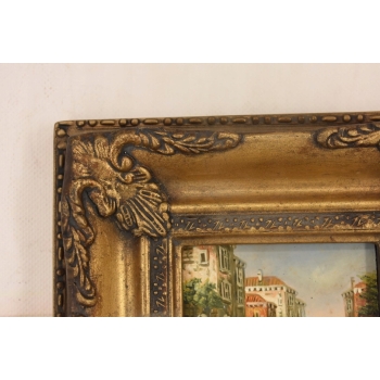 Wenecja Włoski Pejzaż - Gondola w Wenecji Italy - Obraz Olejny - Złota Rama