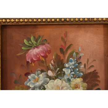 Wazon z Kolorowymi Kwiatami - Martwa Natura - Obraz Olejny Zdobiona Rama