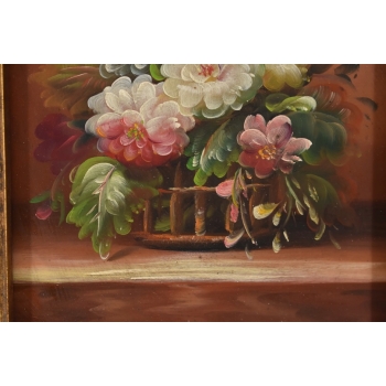 Wazon z Kolorowymi Kwiatami - Martwa Natura - Obraz Olejny Zdobiona Rama