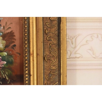 Wazon z Kolorowymi Kwiatami - Martwa Natura - Obraz Olejny Zdobiona Rama