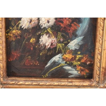 Kolorowe Kwiaty - Martwa Natura - Obraz Olejny Zdobiona Złota Rama