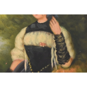 Portret Arystokratki w Balowej Sukni - Kobieta Dama Obraz Olejny Złota Rama