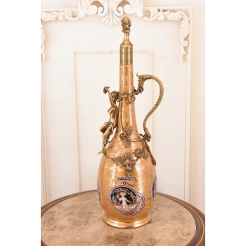 Pałacowa Porcelanowa Karafka - Porcelana + Brąz - Prezent - Dekoracja