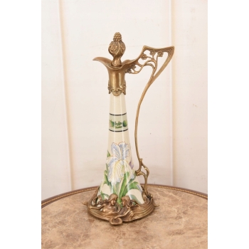 Porcelanowa Karafka Okuta Brązem - Prezent - Kwiat - Prezent