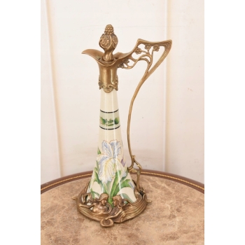 Porcelanowa Karafka Okuta Brązem - Prezent - Kwiat - Prezent