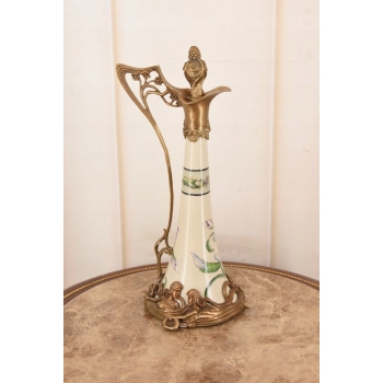 Porcelanowa Karafka Okuta Brązem - Prezent - Kwiat - Prezent