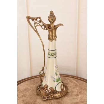 Porcelanowa Karafka Okuta Brązem - Prezent - Kwiat - Prezent