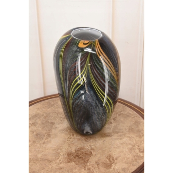 Szklany Wazon w Kolorowe Paski - Flakon Waza - Szkło Murano Style