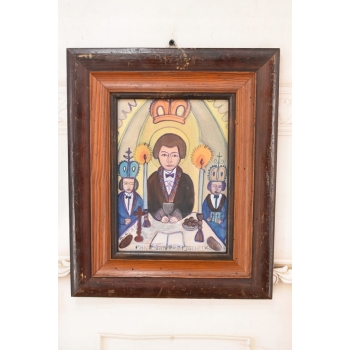 Nikifor Krynicki - Msza w Kościele - Ołtarz - Obraz Akwarela Ołówek