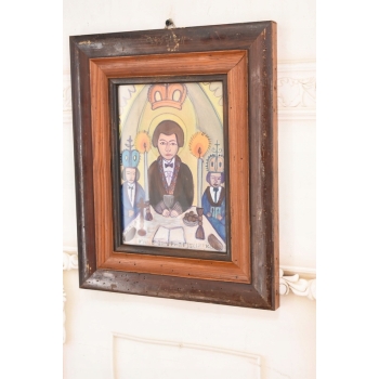 Nikifor Krynicki - Msza w Kościele - Ołtarz - Obraz Akwarela Ołówek