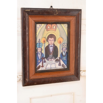 Nikifor Krynicki - Msza w Kościele - Ołtarz - Obraz Akwarela Ołówek