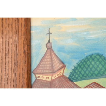 Nikifor Krynicki Stacja Kolejowa w Krynicy - Krynica Obraz Akwarela Ołówek