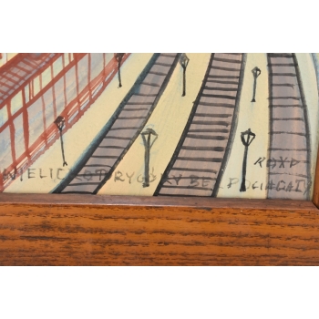 Nikifor Krynicki Stacja Kolejowa w Krynicy - Krynica Obraz Akwarela Ołówek