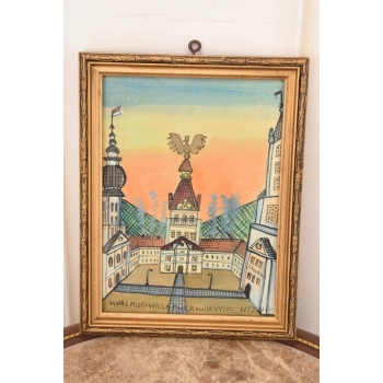 Nikifor Krynicki - Zamek w Krynicy - Krynica - Obraz Akwarela Ołówek