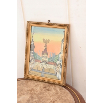 Nikifor Krynicki - Zamek w Krynicy - Krynica - Obraz Akwarela Ołówek