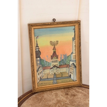 Nikifor Krynicki - Zamek w Krynicy - Krynica - Obraz Akwarela Ołówek