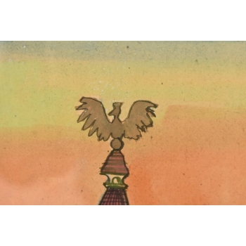 Nikifor Krynicki - Zamek w Krynicy - Krynica - Obraz Akwarela Ołówek