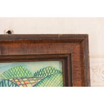 Nikifor Krynicki - Wiejska Chata Krajobraz Krynicy - Obraz Akwarela Ołówek