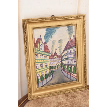 Nikifor Krynicki - Ulice w Krynicy Zdrój - Krynica - Obraz Akwarela Ołówek