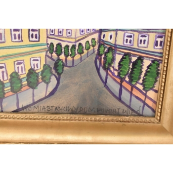 Nikifor Krynicki - Ulice w Krynicy Zdrój - Krynica - Obraz Akwarela Ołówek