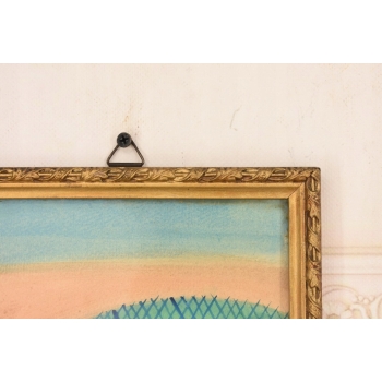 Nikifor Krynicki - Dworzec Kolejowy w Krynicy - Obraz Akwarela Ołówek