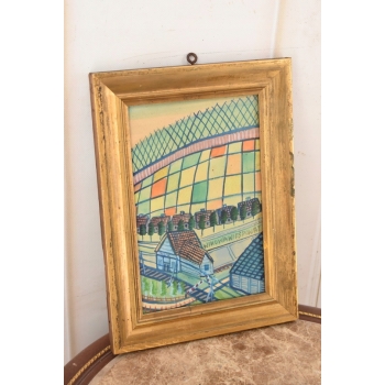 Nikifor Krynicki - Przejazd Kolejowy w Krynicy Zdrój Obraz Akwarela Ołówek