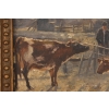 M. GIERYMSKI - Zimowa Wiejska Scena - Krowy z Zagrodzie - Obraz Olejny