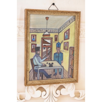 Nikifor Krynicki - Posterunek Policji w Krynicy Zdrój Obraz Akwarela Ołówek