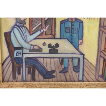 Nikifor Krynicki - Posterunek Policji w Krynicy Zdrój Obraz Akwarela Ołówek