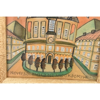 Nikifor Krynicki - Ratusz w Krynicy Zdrój - Krynica - Obraz Akwarela Ołówek