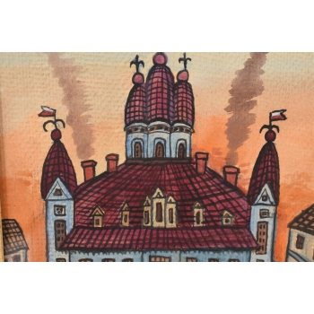 Nikifor Krynicki - Kościół w Krynicy Zdrój - Krynica Obraz Akwarela Ołówek