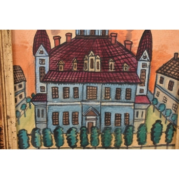 Nikifor Krynicki - Kościół w Krynicy Zdrój - Krynica Obraz Akwarela Ołówek