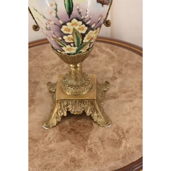 Muzealny Wazon Waza Amfora - Porcelana + Brąz - Ptaki - Dekoracja