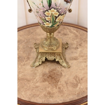 Muzealny Wazon Waza Amfora - Porcelana + Brąz - Ptaki - Dekoracja