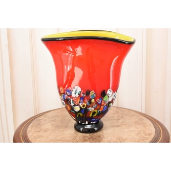 Szklany Wazon Muszla - Czerwony - Pawie Oko - Waza - Szkło Murano Style