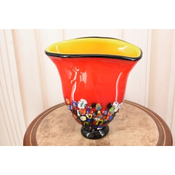 Szklany Wazon Muszla - Czerwony - Pawie Oko - Waza - Szkło Murano Style