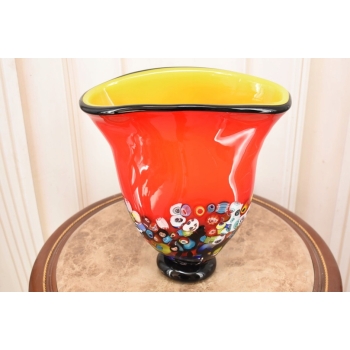 Szklany Wazon Muszla - Czerwony - Pawie Oko - Waza - Szkło Murano Style