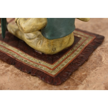 Chłopiec z Papuga Na Kocu - Figura Rzeźba z Brązu - Styl Vienna - Kolekcja