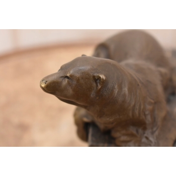 Odpoczywający Miś Polarny - Niedźwiedź - Figura Rzeźba z Brązu - Dekoracja