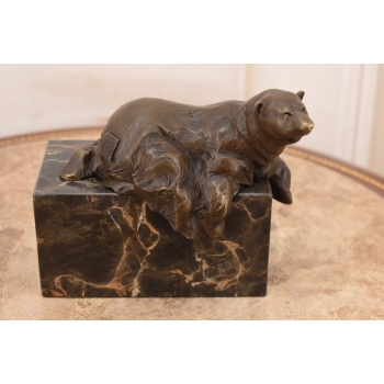 Odpoczywający Miś Polarny - Niedźwiedź - Figura Rzeźba z Brązu - Dekoracja