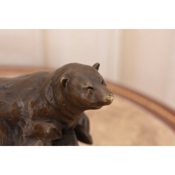 Odpoczywający Miś Polarny - Niedźwiedź - Figura Rzeźba z Brązu - Dekoracja