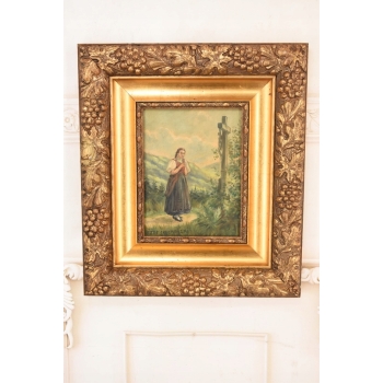 Józef Chełmoński - Modląca się Góralka - Kapliczka - Stary Obraz Olejny