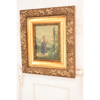 Józef Chełmoński - Modląca się Góralka - Kapliczka - Stary Obraz Olejny