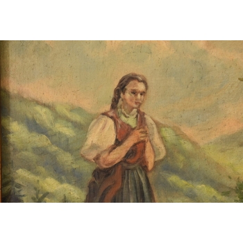 Józef Chełmoński - Modląca się Góralka - Kapliczka - Stary Obraz Olejny