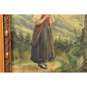 Józef Chełmoński - Modląca się Góralka - Kapliczka - Stary Obraz Olejny