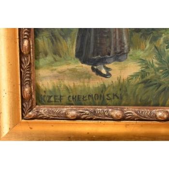 Józef Chełmoński - Modląca się Góralka - Kapliczka - Stary Obraz Olejny