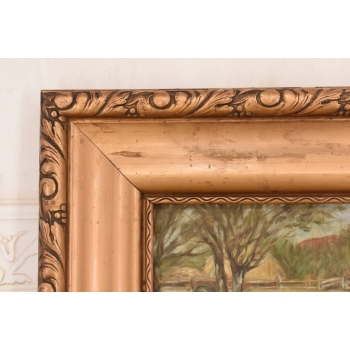 Józef Chełmoński - Kobieta Karmiąca Kury - Polska Wieś - Stary Obraz Olejny