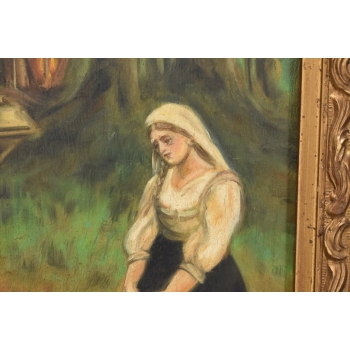 Józef Chełmoński - Modląca się Kobieta - Kapliczka w Lesie - Obraz Olejny